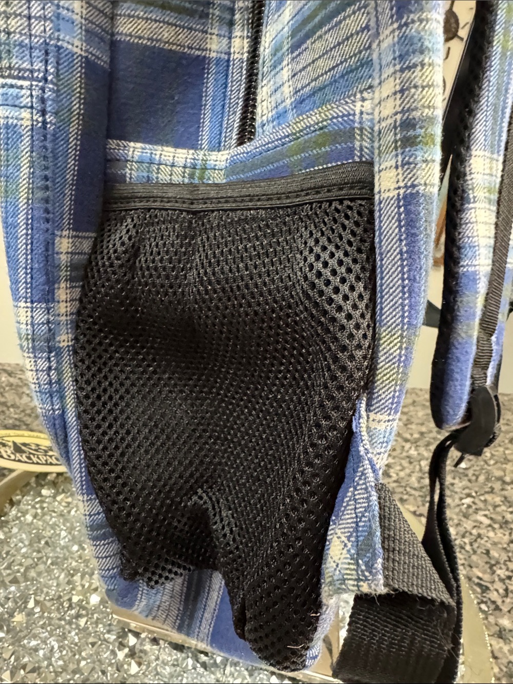 Backpacker Blue Plaid full size Backpack with Matching Cap NWT - Picture 7 of 15